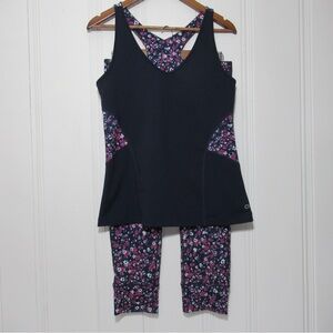 GAP Fit Floral Athletic Tank Top and Leggings Set Size Large and Medium